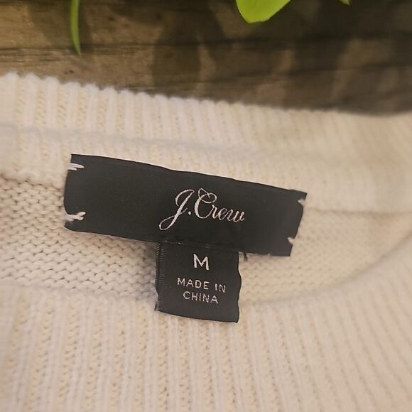 J. Crew Cream Crew Neck Sweater Size M Bell Sleeve - Picture 2 of 9